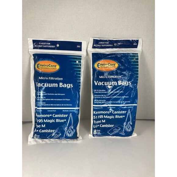 16  Sears Kenmore Type M 51195 Magic Blue LG Canister Vacuum Bags 21495 2051195 - Picture 1 of 6